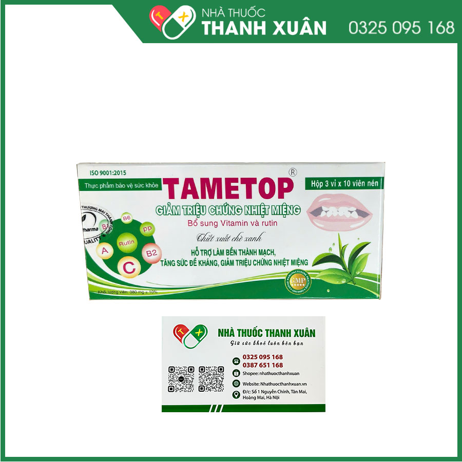 Tametop giúp tăng cường đề kháng, giảm nhiệt miệng, tăng sức bền thành mạch